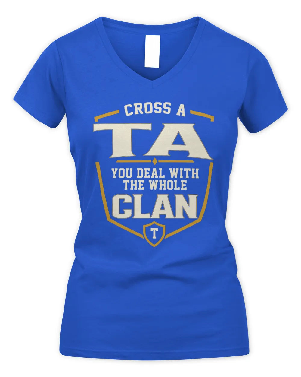 TA NT1-K008 Cross A/An NAME, You Deal With the Whole Clan | Personalized Vintage T-Shirt - Women's V-Neck T-Shirt - Royal