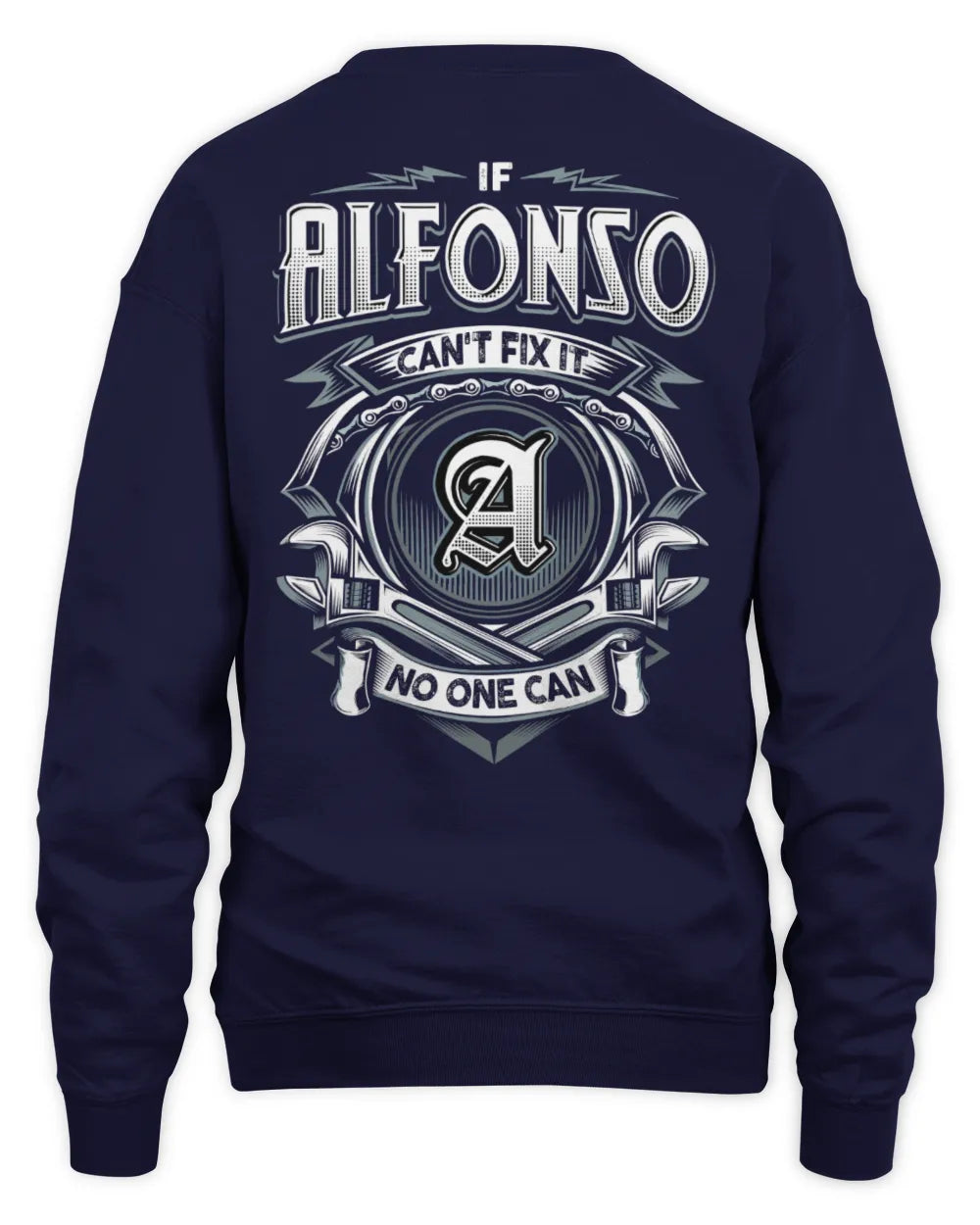 ALFONSO AP81-K4-626 - Personalized Ahmed Quote Apparel “If Ahmed Can't Fix It, No One Can” - Unisex Sweatshirt - Navy
