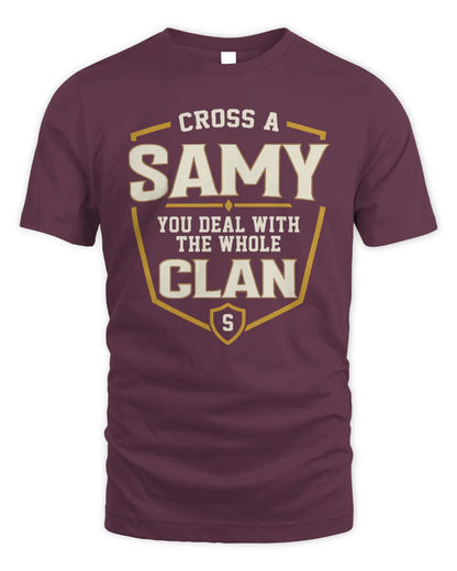 SAMY NT1-K008 Cross A/An NAME, You Deal With the Whole Clan | Personalized Vintage T-Shirt - Unisex Standard T-Shirt - Maroon