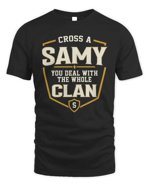 SAMY NT1-K008 Cross A/An NAME, You Deal With the Whole Clan | Personalized Vintage T-Shirt - Unisex Standard T-Shirt - Black