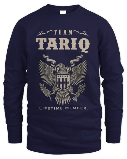 TARIQ TP06-K82 – Personalized Classic Style Apparel “Team NAME Lifetime Member” - Men's Long Sleeved T-Shirt - Navy