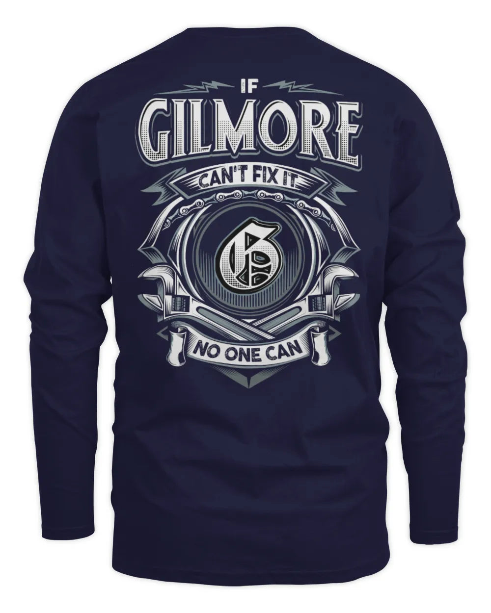 GILMORE AP81-K4-626 - Personalized Ahmed Quote Apparel “If Ahmed Can't Fix It, No One Can” - Men's Long Sleeved T-Shirt - Navy