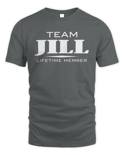 JILL BL62-K4-128 - Personalized “Team NAME Lifetime Member” - Unisex Standard T-Shirt - Charcoal