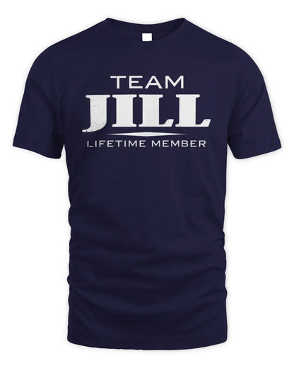 JILL BL62-K4-128 - Personalized “Team NAME Lifetime Member” - Unisex Standard T-Shirt - Navy