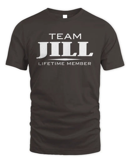 JILL BL62-K4-128 - Personalized “Team NAME Lifetime Member” - Unisex Standard T-Shirt - Dark Chocolate