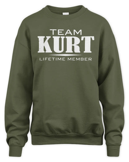 KURT BL62-K4-128 - Personalized “Team NAME Lifetime Member” - Unisex Sweatshirt - Military Green