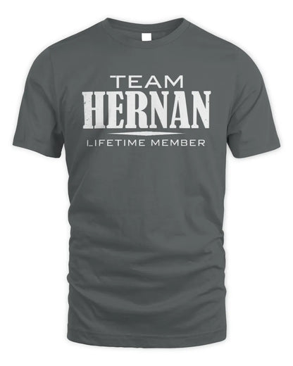 HERNAN BL62-K4-128 - Personalized “Team NAME Lifetime Member” - Unisex Standard T-Shirt - Charcoal