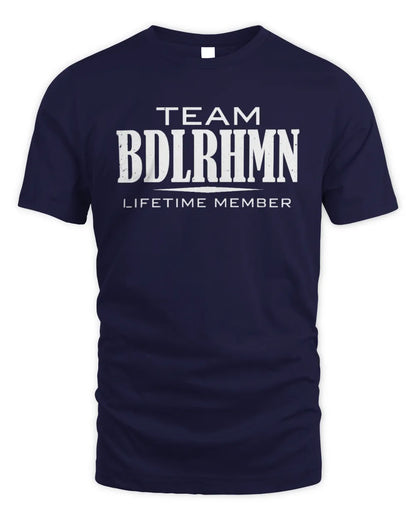 BDLRHMN BL62-K4-128 - Personalized “Team NAME Lifetime Member” - Unisex Standard T-Shirt - Navy