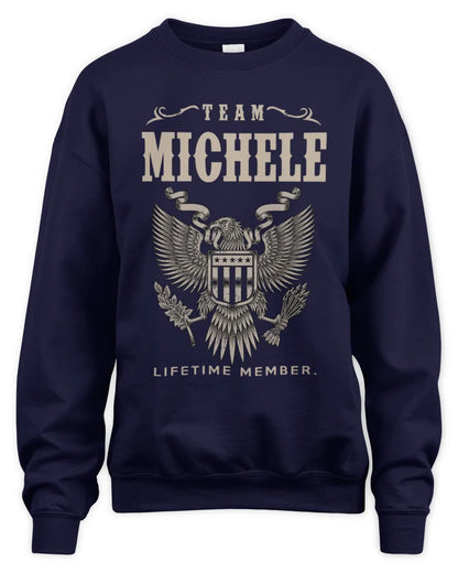 MICHELE TP06-K82 – Personalized Classic Style Apparel “Team NAME Lifetime Member” - Unisex Sweatshirt - Navy