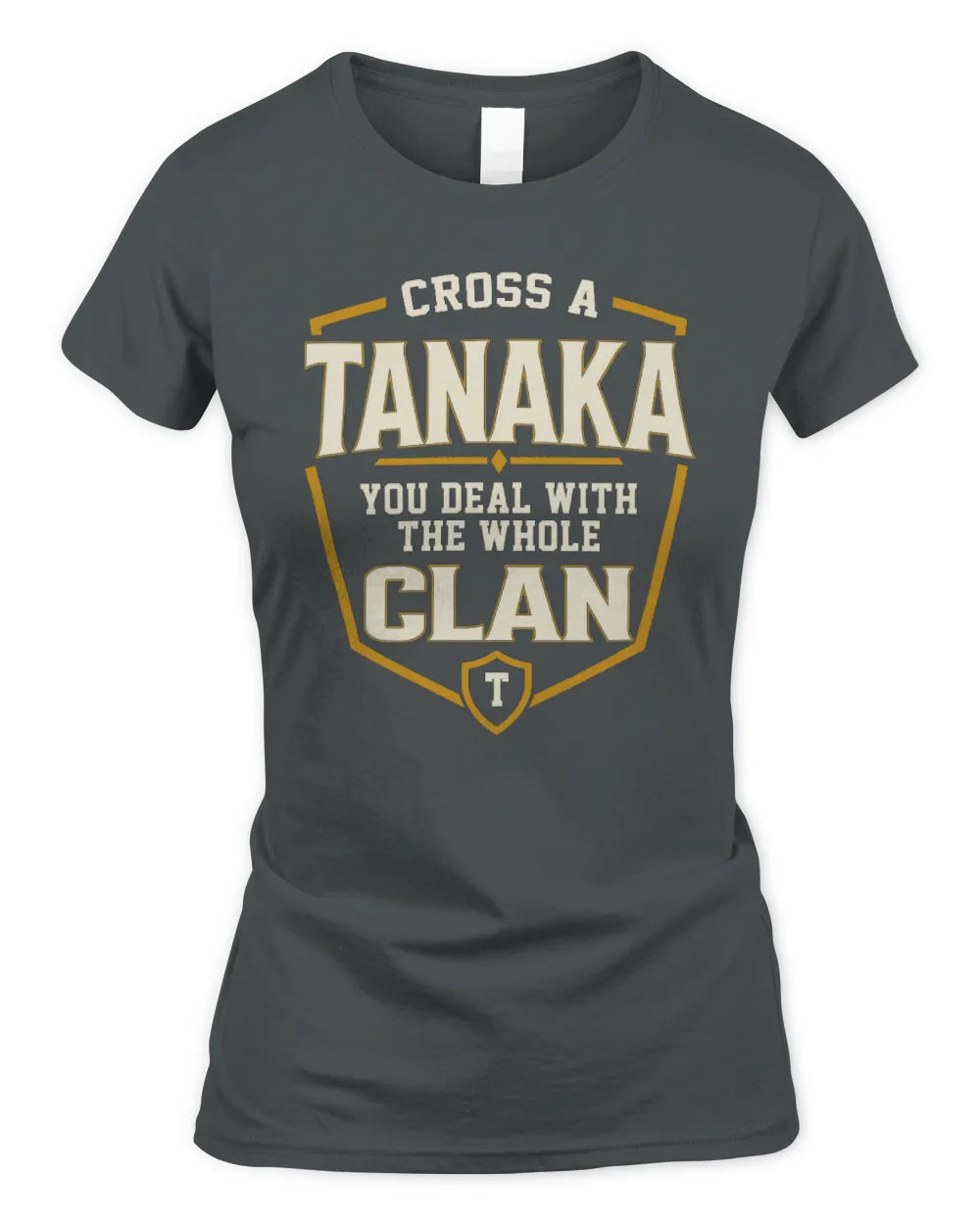 TANAKA NT1-K008 Cross A/An NAME, You Deal With the Whole Clan | Personalized Vintage T-Shirt - Women's Standard T-Shirt - Charcoal