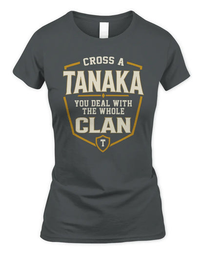 TANAKA NT1-K008 Cross A/An NAME, You Deal With the Whole Clan | Personalized Vintage T-Shirt - Women's Standard T-Shirt - Charcoal