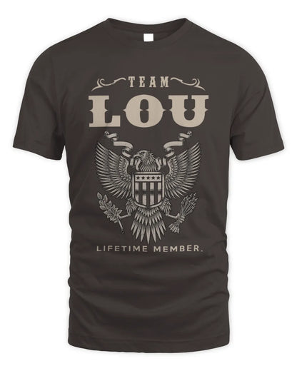LOU TP06-K82 – Personalized Classic Style Apparel “Team NAME Lifetime Member” - Unisex Standard T-Shirt - Dark Chocolate