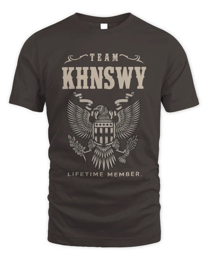 KHNSWY TP06-K82 – Personalized Classic Style Apparel “Team NAME Lifetime Member” - Unisex Standard T-Shirt - Dark Chocolate