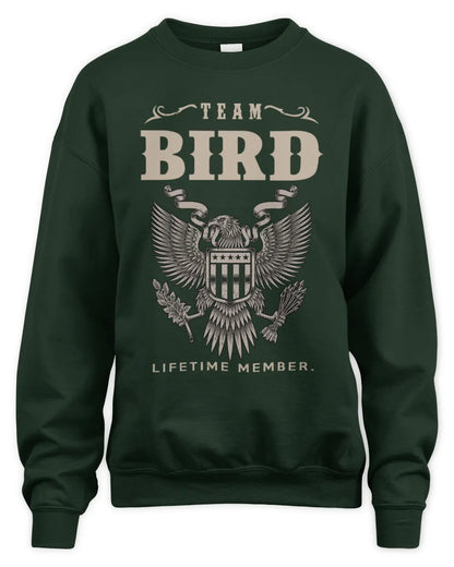 BIRD TP06-K82 – Personalized Classic Style Apparel “Team NAME Lifetime Member” - Unisex Sweatshirt - Forest Green