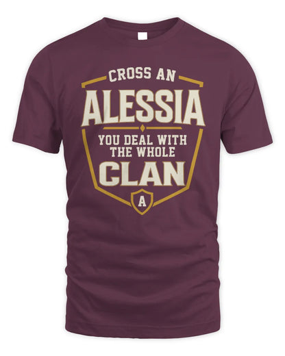 ALESSIA NT1-K008 Cross A/An NAME, You Deal With the Whole Clan | Personalized Vintage T-Shirt - Unisex Standard T-Shirt - Maroon