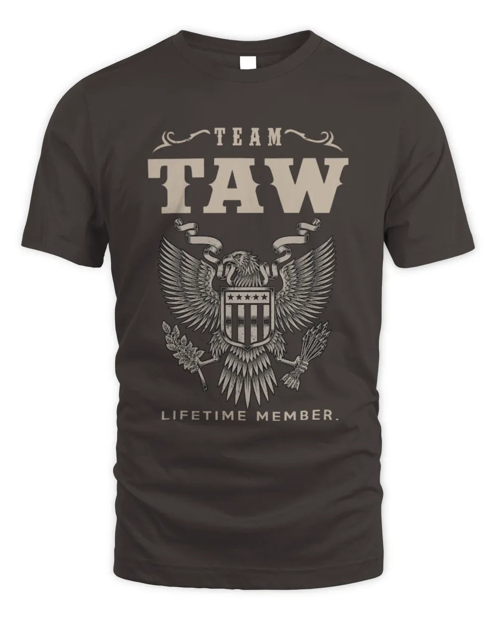 TAW TP06-K82 – Personalized Classic Style Apparel “Team NAME Lifetime Member” - Unisex Standard T-Shirt - Dark Chocolate