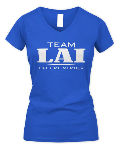 LAI BL62-K4-128 - Personalized “Team NAME Lifetime Member” - Women's V-Neck T-Shirt - Royal
