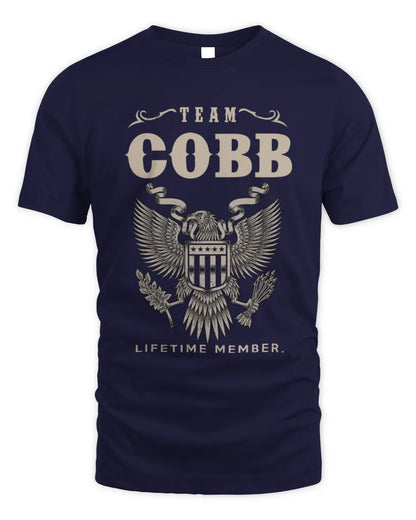 COBB TP06-K82 – Personalized Classic Style Apparel “Team NAME Lifetime Member” - Unisex Standard T-Shirt - Navy