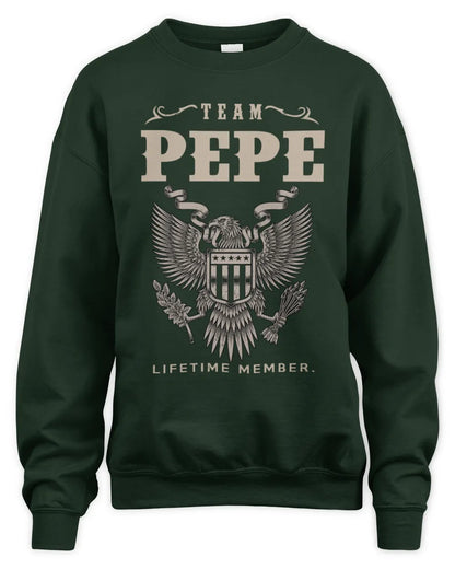 PEPE TP06-K82 – Personalized Classic Style Apparel “Team NAME Lifetime Member” - Unisex Sweatshirt - Forest Green