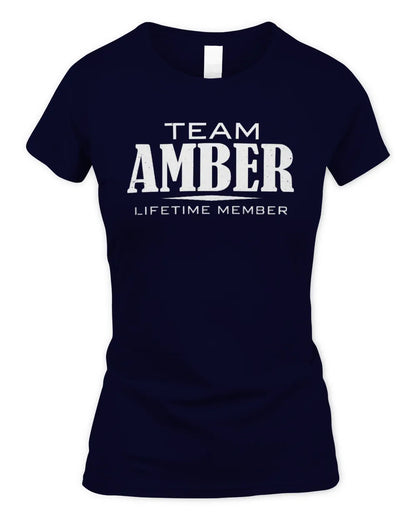 AMBER BL62-K4-128 - Personalized “Team NAME Lifetime Member” - Women's Standard T-Shirt - Navy