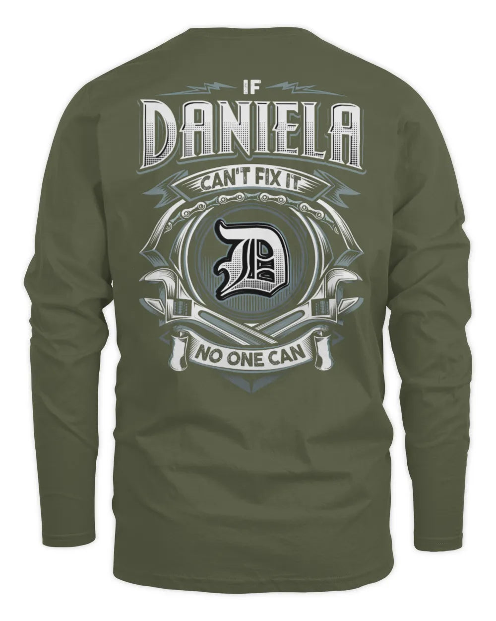DANIELA AP81-K4-626 - Personalized Ahmed Quote Apparel “If Ahmed Can't Fix It, No One Can” - Men's Long Sleeved T-Shirt - Military Green