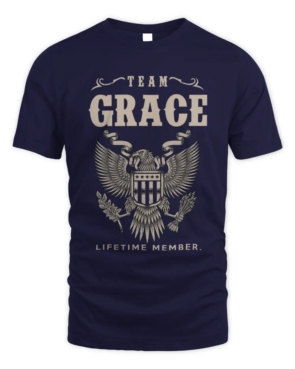 GRACE TP06-K82 – Personalized Classic Style Apparel “Team NAME Lifetime Member” - Unisex Standard T-Shirt - Navy