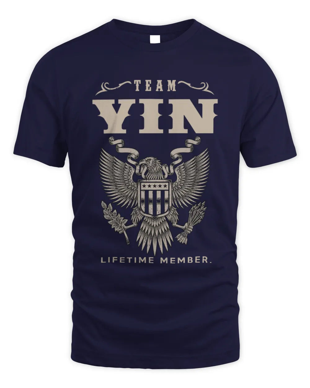 YIN TP06-K82 – Personalized Classic Style Apparel “Team NAME Lifetime Member” - Unisex Standard T-Shirt - Navy