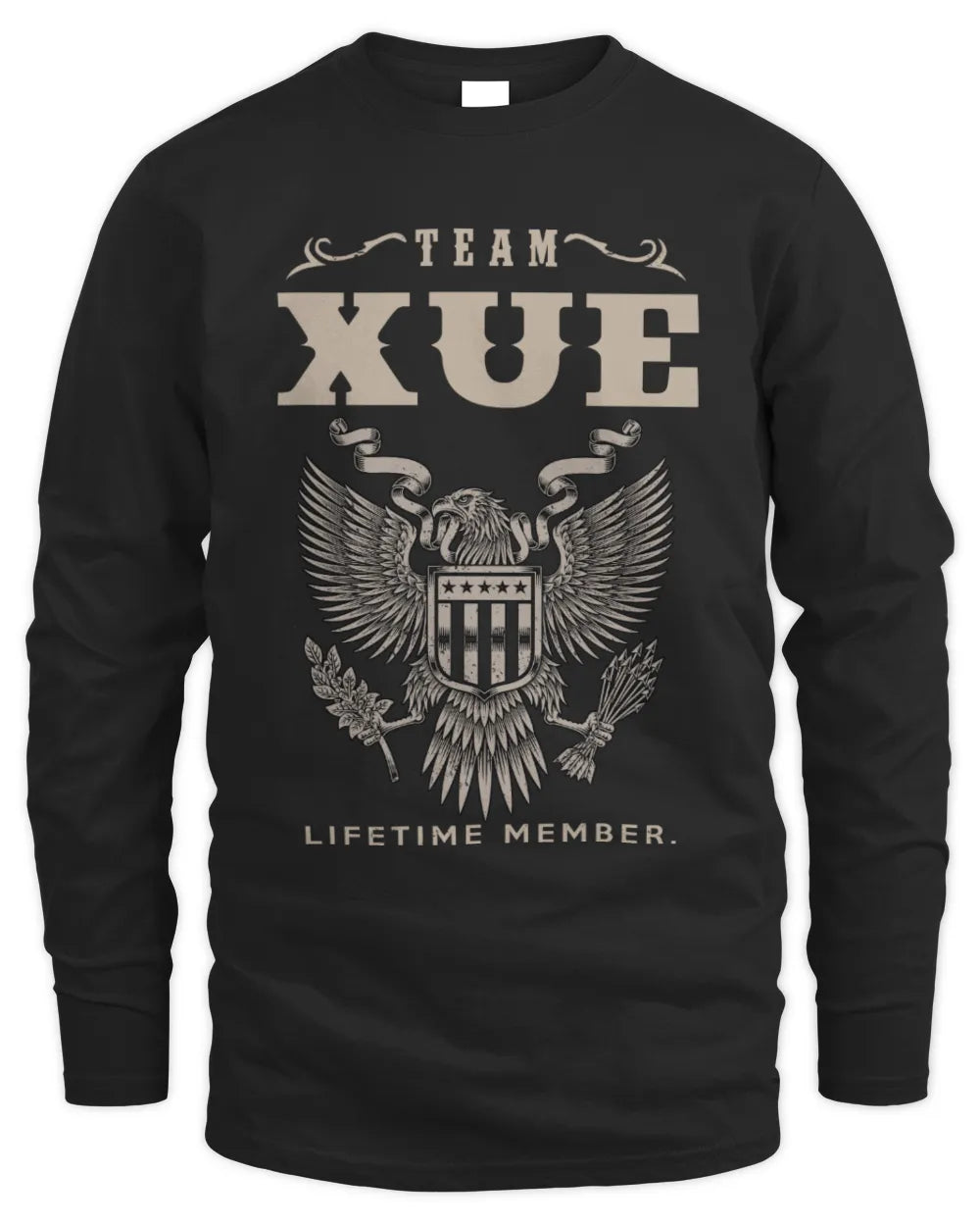 XUE TP06-K82 – Personalized Classic Style Apparel “Team NAME Lifetime Member” - Men's Long Sleeved T-Shirt - Black