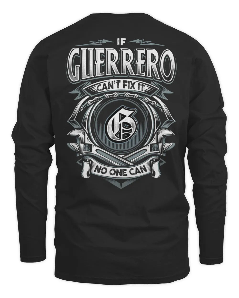 GUERRERO AP81-K4-626 - Personalized Ahmed Quote Apparel “If Ahmed Can't Fix It, No One Can” - Men's Long Sleeved T-Shirt - Black