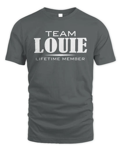 LOUIE BL62-K4-128 - Personalized “Team NAME Lifetime Member” - Unisex Standard T-Shirt - Charcoal