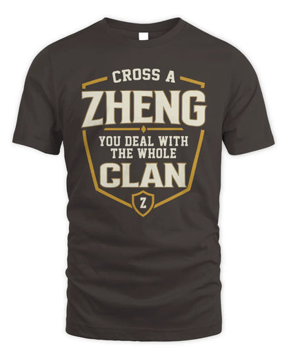 ZHENG NT1-K008 Cross A/An NAME, You Deal With the Whole Clan | Personalized Vintage T-Shirt - Unisex Standard T-Shirt - Dark Chocolate