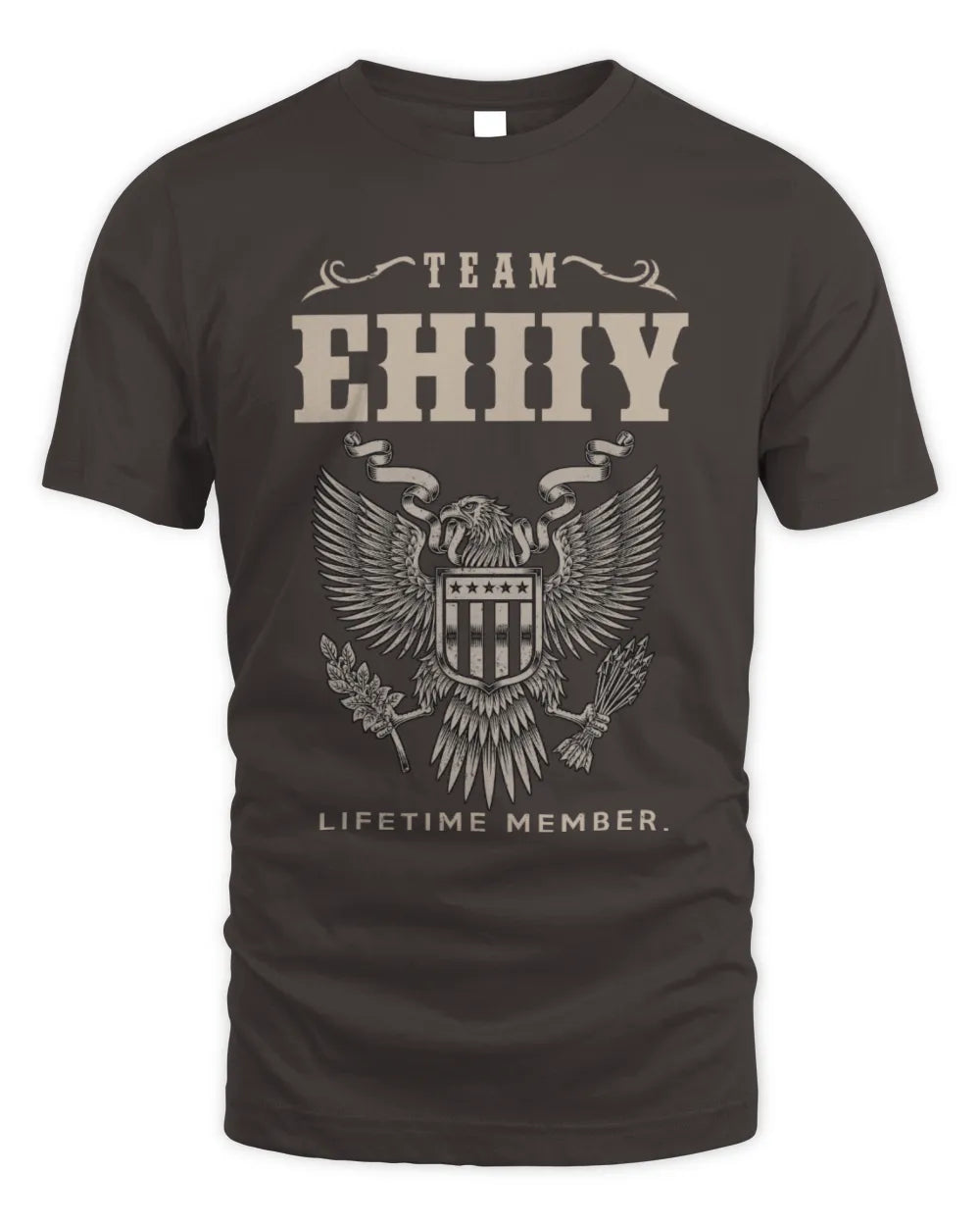 EHIIY TP06-K82 – Personalized Classic Style Apparel “Team NAME Lifetime Member” - Unisex Standard T-Shirt - Dark Chocolate