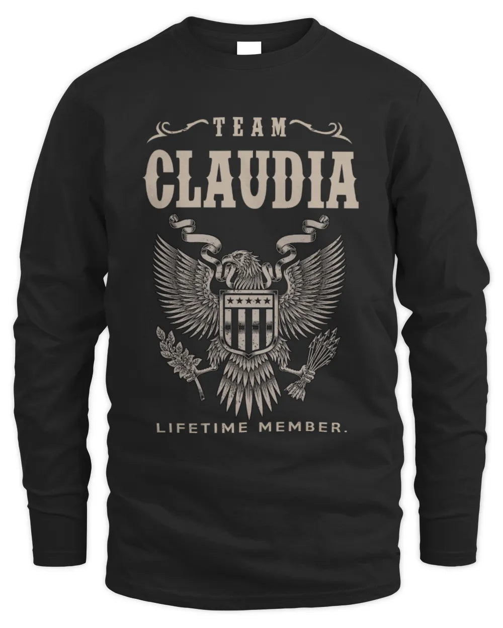 CLAUDIA TP06-K82 – Personalized Classic Style Apparel “Team NAME Lifetime Member” - Men's Long Sleeved T-Shirt - Black