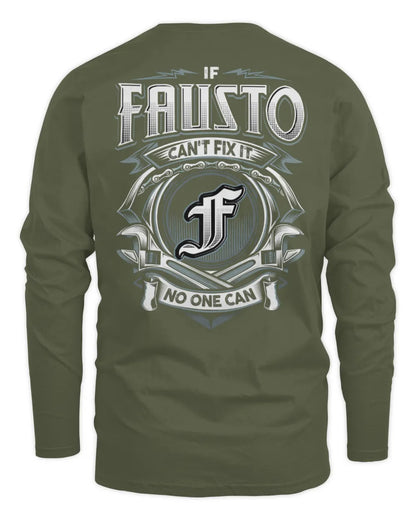 FAUSTO AP81-K4-626 - Personalized Ahmed Quote Apparel “If Ahmed Can't Fix It, No One Can” - Men's Long Sleeved T-Shirt - Military Green