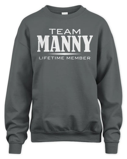 MANNY BL62-K4-128 - Personalized “Team NAME Lifetime Member” - Unisex Sweatshirt - Charcoal