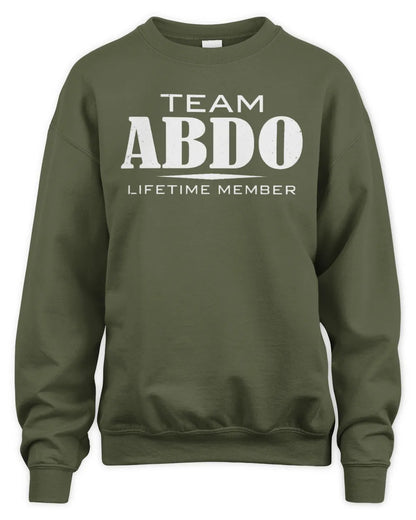 ABDO BL62-K4-128 - Personalized “Team NAME Lifetime Member” - Unisex Sweatshirt - Military Green
