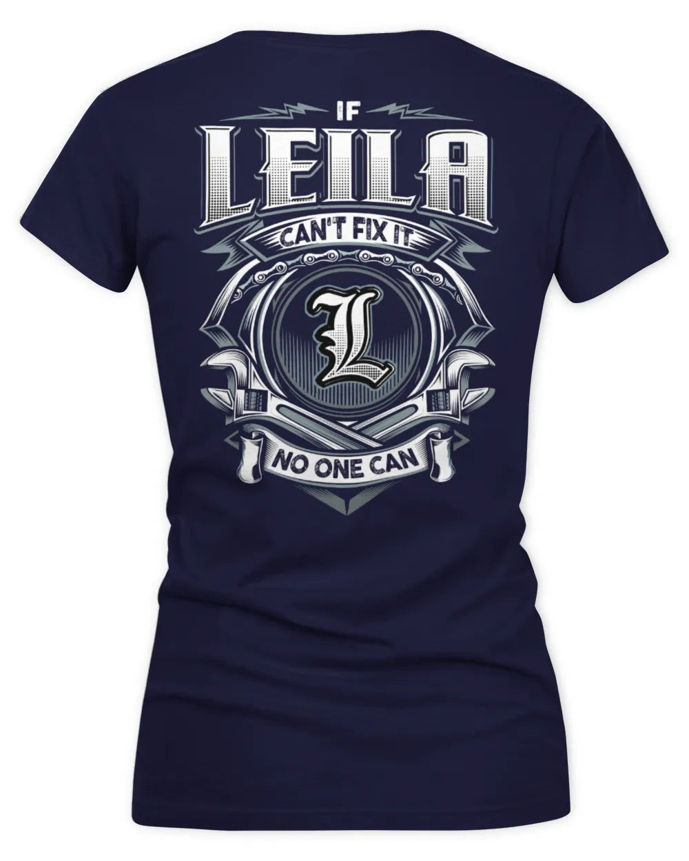 LEILA AP81-K4-626 - Personalized Ahmed Quote Apparel “If Ahmed Can't Fix It, No One Can” - Women's V-Neck T-Shirt - Navy