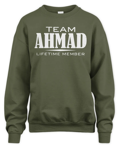 AHMAD BL62-K4-128 - Personalized “Team NAME Lifetime Member” - Unisex Sweatshirt - Military Green