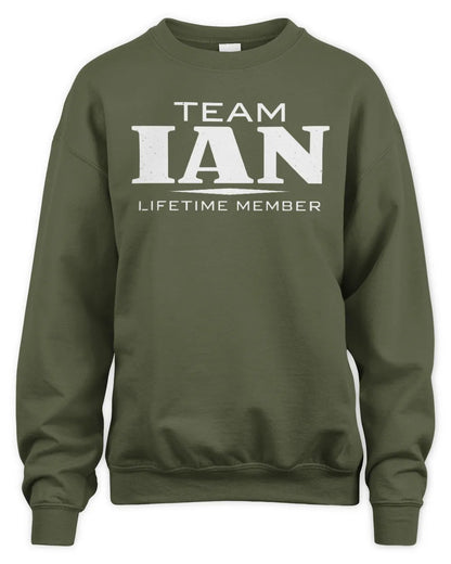 IAN BL62-K4-128 - Personalized “Team NAME Lifetime Member” - Unisex Sweatshirt - Military Green