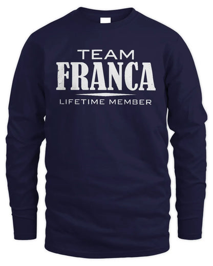FRANCA BL62-K4-128 - Personalized “Team NAME Lifetime Member” - Men's Long Sleeved T-Shirt - Navy