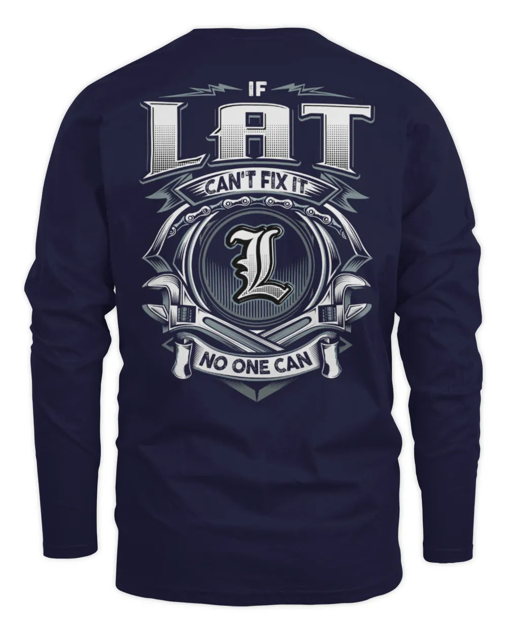 LAT AP81-K4-626 - Personalized Ahmed Quote Apparel “If Ahmed Can't Fix It, No One Can” - Men's Long Sleeved T-Shirt - Navy
