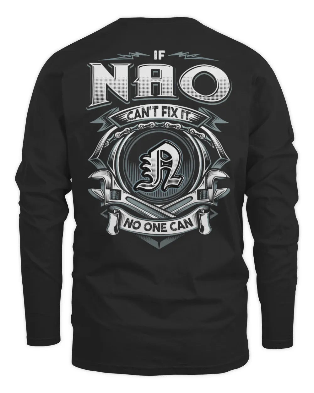 NAO AP81-K4-626 - Personalized Ahmed Quote Apparel “If Ahmed Can't Fix It, No One Can” - Men's Long Sleeved T-Shirt - Black