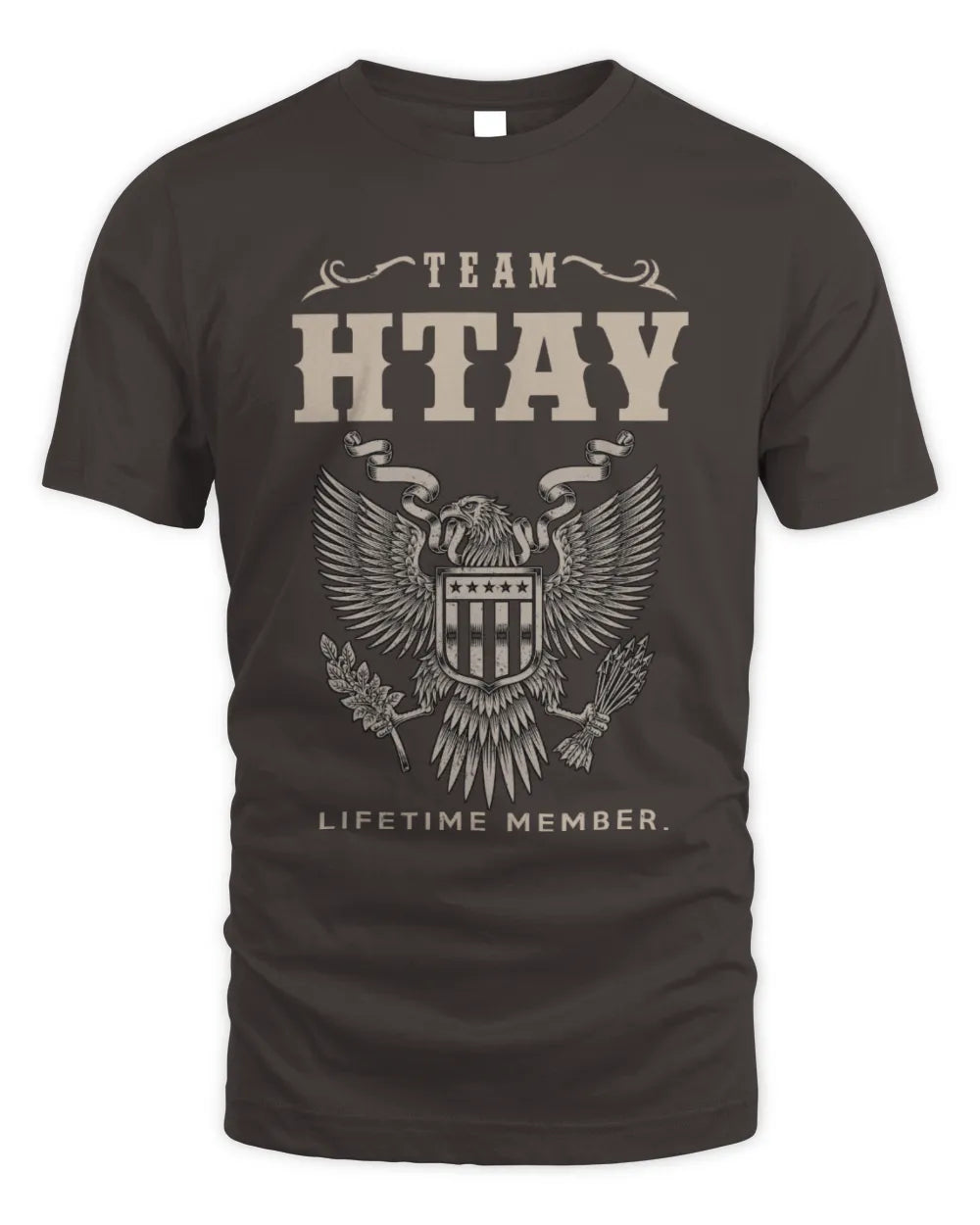 HTAY TP06-K82 – Personalized Classic Style Apparel “Team NAME Lifetime Member” - Unisex Standard T-Shirt - Dark Chocolate