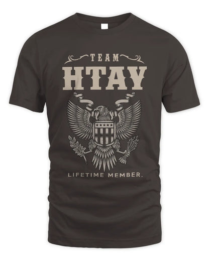 HTAY TP06-K82 – Personalized Classic Style Apparel “Team NAME Lifetime Member” - Unisex Standard T-Shirt - Dark Chocolate