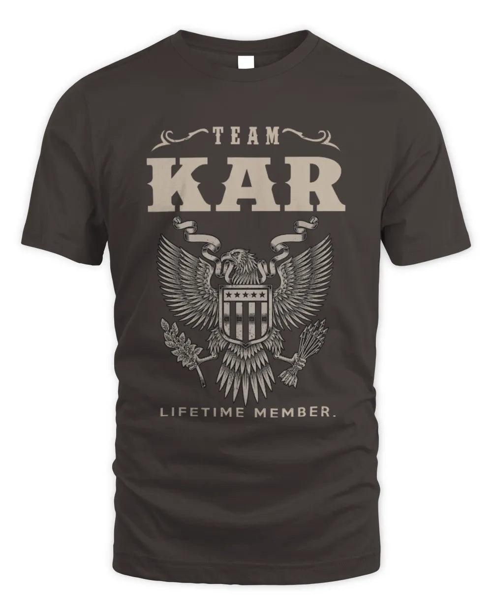KAR TP06-K82 – Personalized Classic Style Apparel “Team NAME Lifetime Member” - Unisex Standard T-Shirt - Dark Chocolate