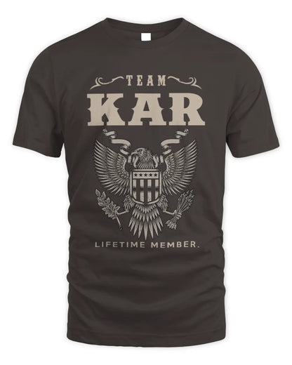 KAR TP06-K82 – Personalized Classic Style Apparel “Team NAME Lifetime Member” - Unisex Standard T-Shirt - Dark Chocolate