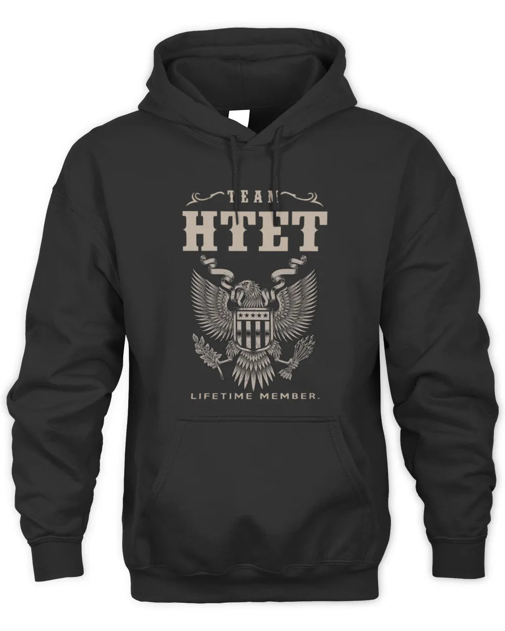 HTET TP06-K82 – Personalized Classic Style Apparel “Team NAME Lifetime Member” - Unisex Hoodie - Black
