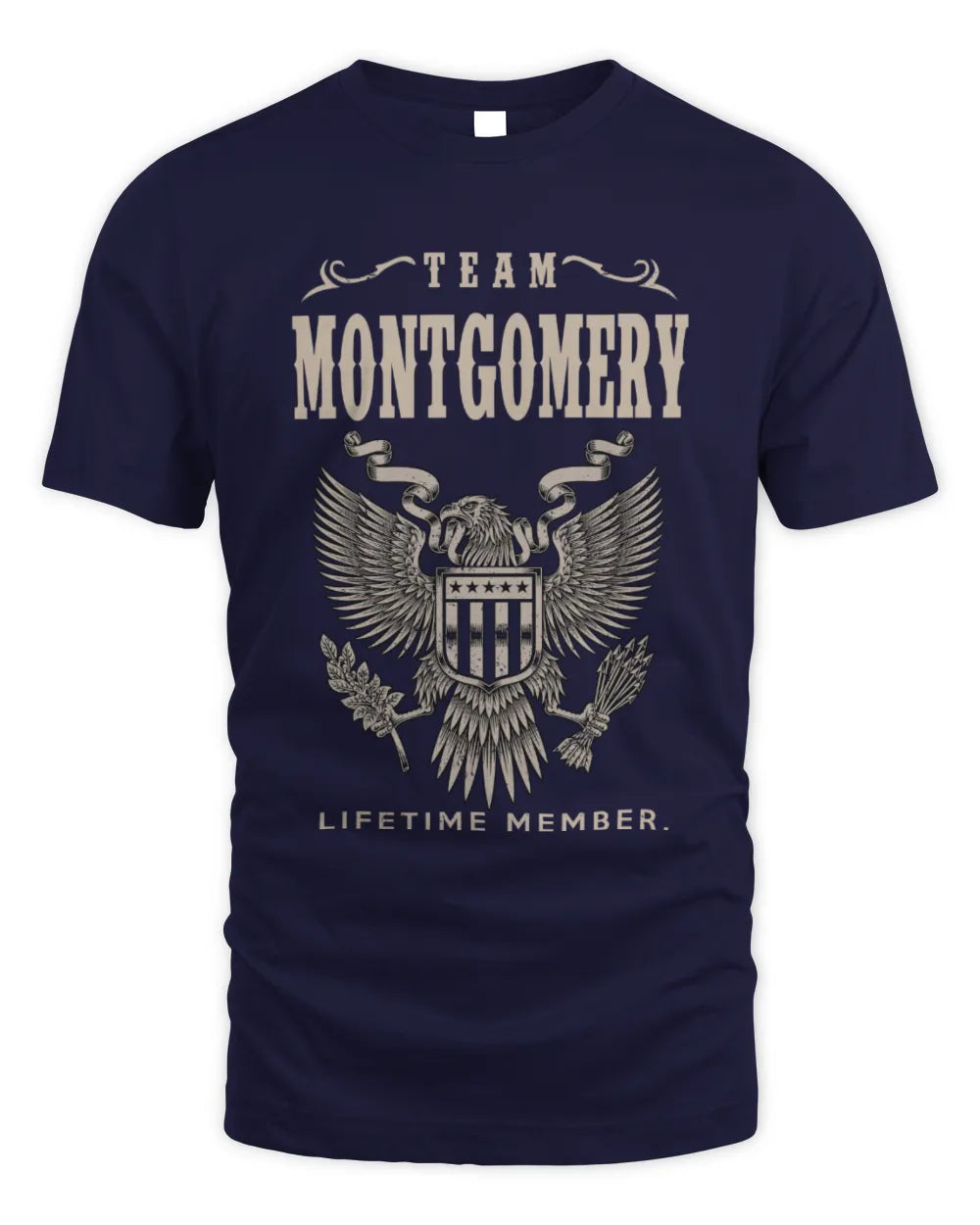 MONTGOMERY TP06-K82 – Personalized Classic Style Apparel “Team NAME Lifetime Member” - Unisex Standard T-Shirt - Navy