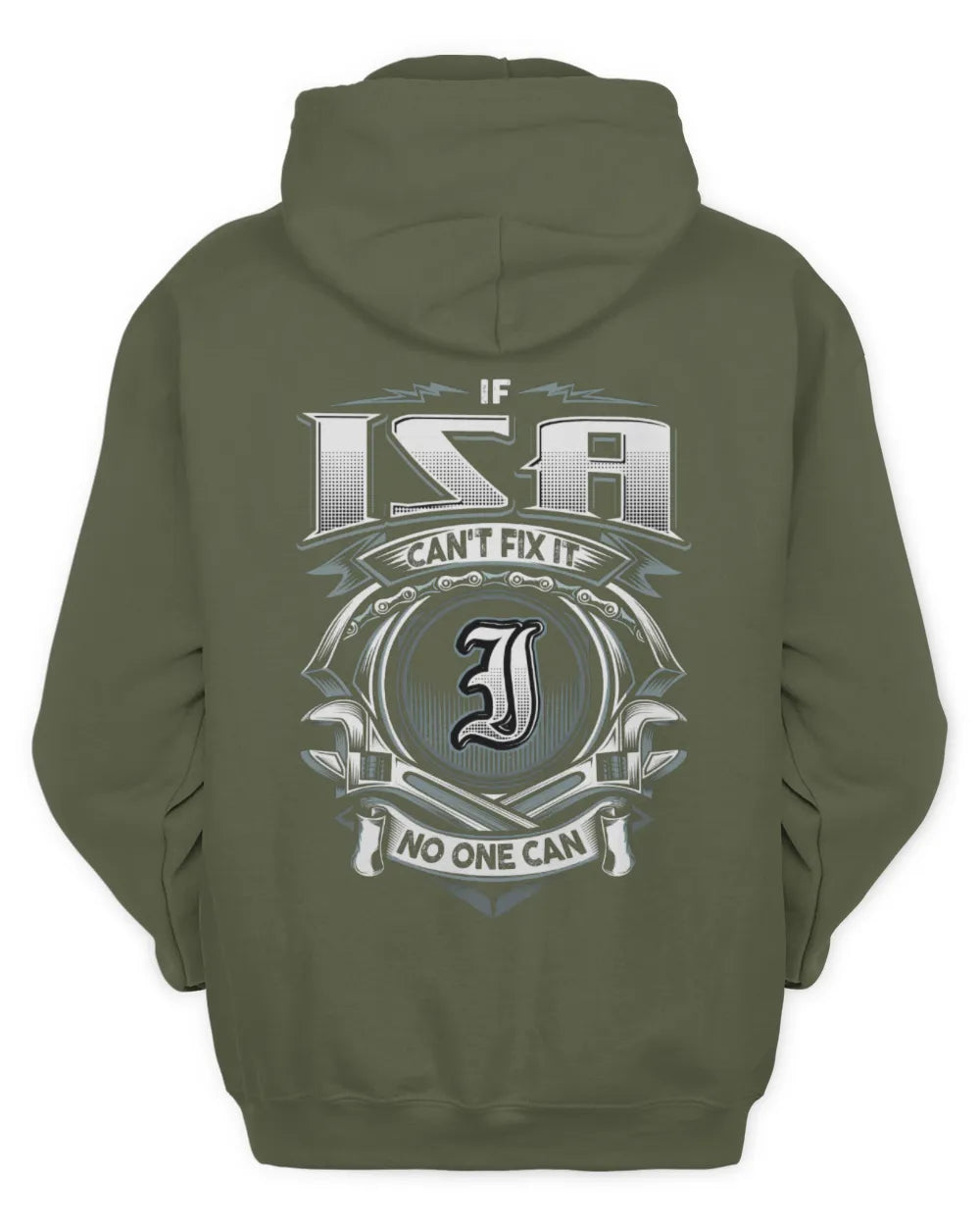 ISA AP81-K4-626 - Personalized Ahmed Quote Apparel “If Ahmed Can't Fix It, No One Can” - Unisex Hoodie - Military Green