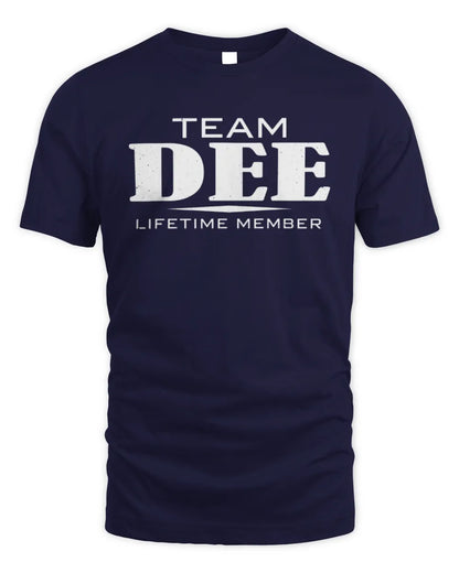 DEE BL62-K4-128 - Personalized “Team NAME Lifetime Member” - Unisex Standard T-Shirt - Navy